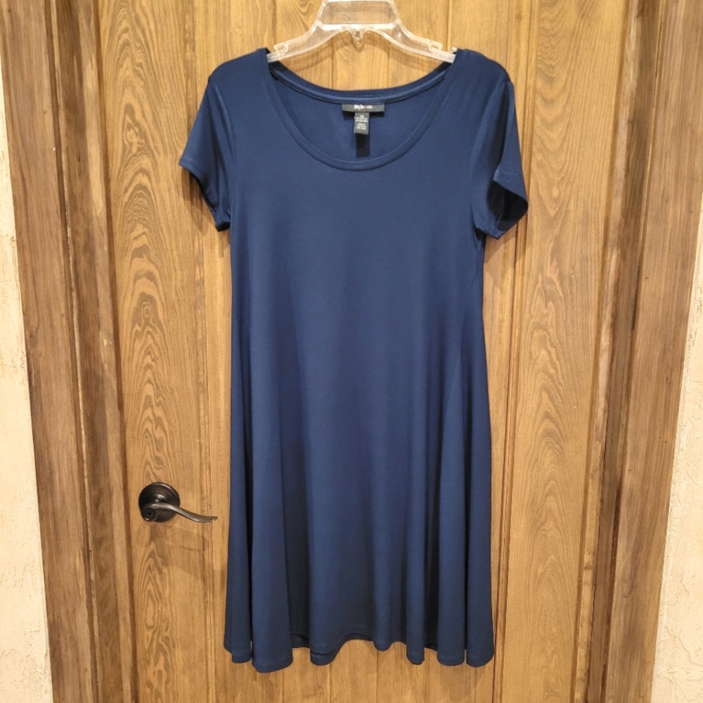 Navy Jersey Trapeze Dress